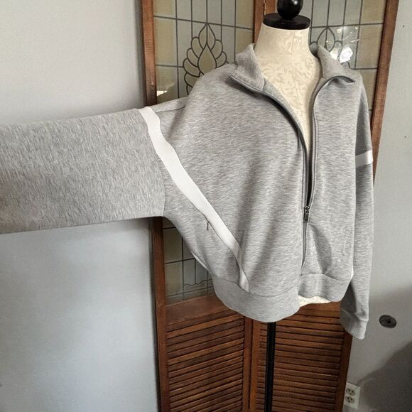 SPANX AirEssentials Striped Track Jacket Grey With Pockets Size XL - Picture 8 of 13